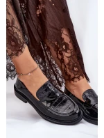 Lakierowane Skórzane Mokasyny Damskie Vinceza 91125 Czarne