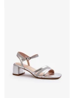 Dámske sandále na nízkom podpätku z ekokože Sergio Leone Silver Dámske sandále na nízkom podpätku z ekokože Sergio Leone Silver