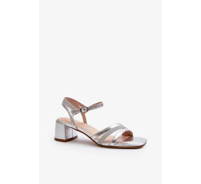 Dámske sandále na nízkom podpätku z ekokože Sergio Leone Silver Dámske sandále na nízkom podpätku z ekokože Sergio Leone Silver