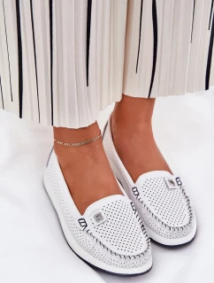 Dámske kožené mokasíny S.Barski - biele