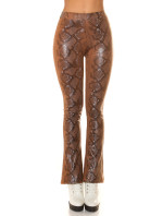 Sexy faux leather highwaisted flarred pants with Snake print
