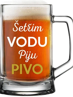 ŠETRÍM VODU, PITIE PIVA - pivný pohár 0,5 l