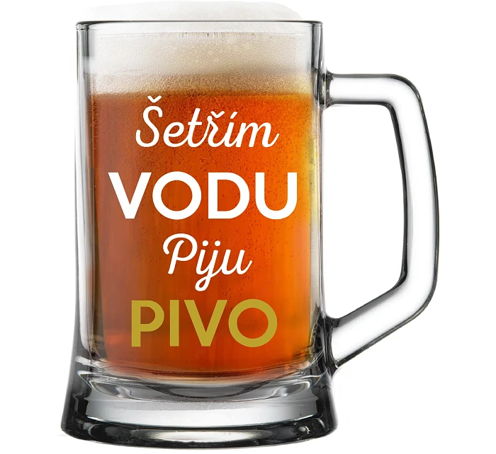 ŠETRÍM VODU, PITIE PIVA - pivný pohár 0,5 l