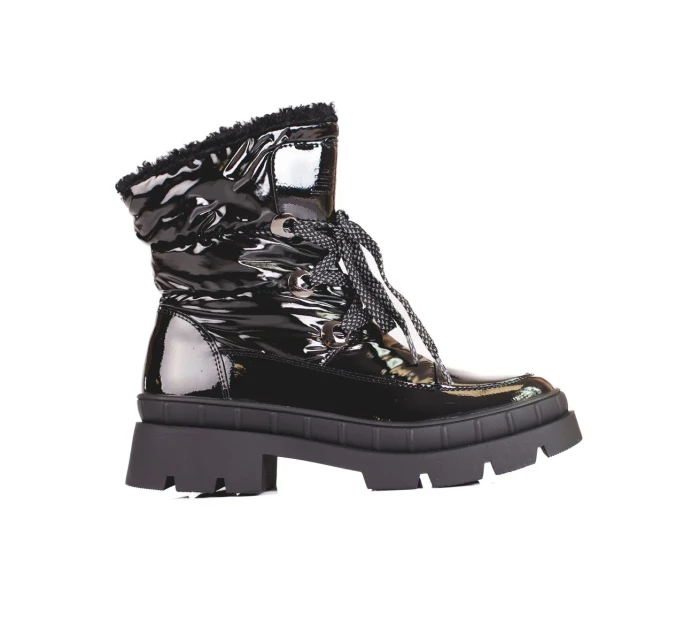 Jedinečné čierne snežnice s plochým podpätkom pre ženy Jedinečné čierne snežnice s plochým podpätkom pre ženy