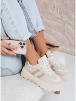 Dámské tenisky s kožešinou na platformě béžové Dstreet model 21992228 - FashionStreet