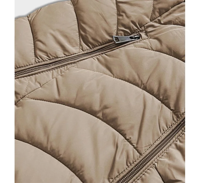 Béžová krátka obojstranná dámska zimná bunda (2M-21507) Béžová krátka obojstranná dámska zimná bunda (2M-21507)