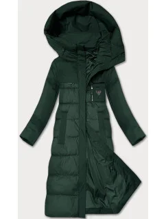 Tmavozelená zimná bunda z rôznych spojených materiálov Libland (7820)