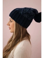 Milano fleecová čiapka K203 navy blue melange+green Milano fleecová čiapka K203 navy blue melange+green