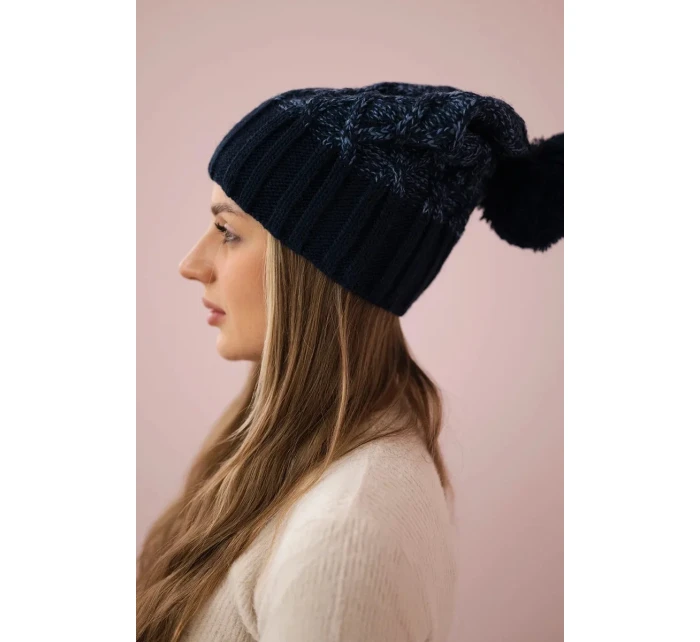 Milano fleecová čiapka K203 navy blue melange+green Milano fleecová čiapka K203 navy blue melange+green