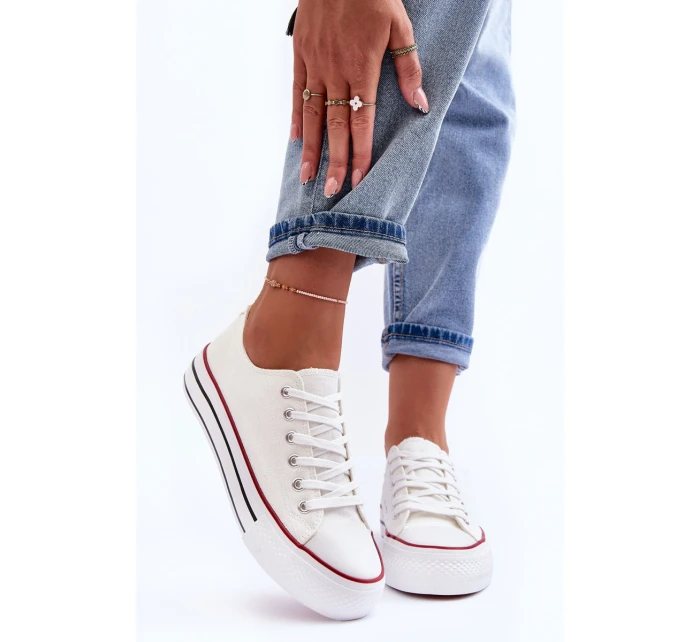 Trampki Klasyczne Niskie Na Platformie Białe Jazlyn