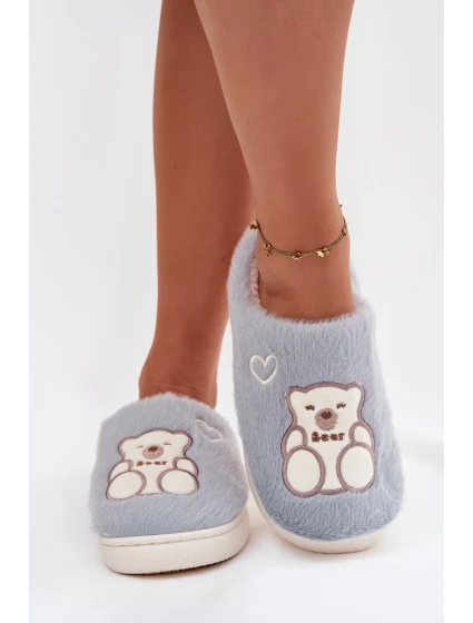 Fotrnné pantofle s medvídkem modré Noralie