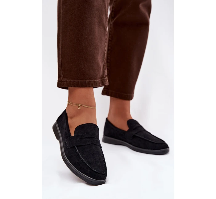 Dámské mokasiny z eko semiše černé model 21900403 - Boto