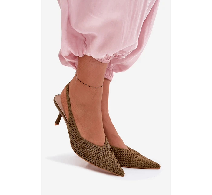 Dámské sandály z síťovaného materiálu na jehle Zelená Emiliana