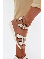 Kožené dámské sandály na platformě s pásky model 22149804 Béžové - Artiker
