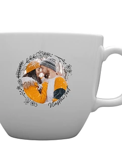 Personalizovaný keramický hrnček MEGA XXL s objemom 1000 ml s kvetinovým rámom