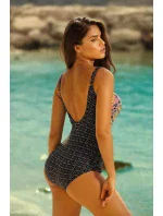 Dámske jednodielne plavky Palermo 9 S8030PA9- 3 čierne s farebnými listami - Self Dámske jednodielne plavky Palermo 9 S8030PA9- 3 čierne s farebnými listami - Self