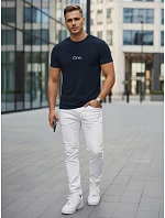 Pánske bavlnené tričko s potlačou tmavomodré FashionStreet NX5125R