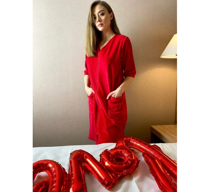 Dámský župan se zipem De Lafense 431 Velur M-4XL