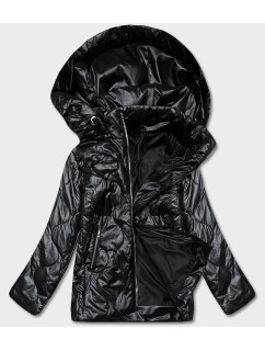 Čierna dámska bunda s odopínacou kapucňou (B0131-1)