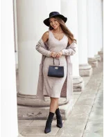 Béžové dámské úpletové šaty s přes oblečení model 19670101 - Moon