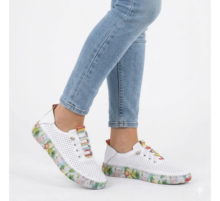 Dámske kožené poltopánky biele Artiker 58C0597