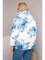 Dámske Plus veľkosť jarná bunda s kvetinovým vzorom modrá