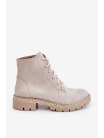 Flat Boots Lewski Shoes model 21607535 Světle béžová - Boto Flat Boots Lewski Shoes model 21607535 Světle béžová - Boto