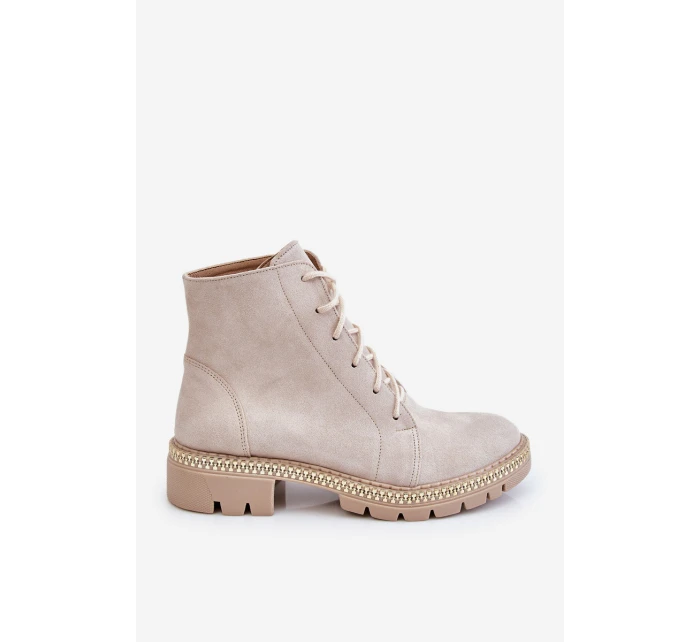 Flat Boots Lewski Shoes model 21607535 Světle béžová - Boto Flat Boots Lewski Shoes model 21607535 Světle béžová - Boto
