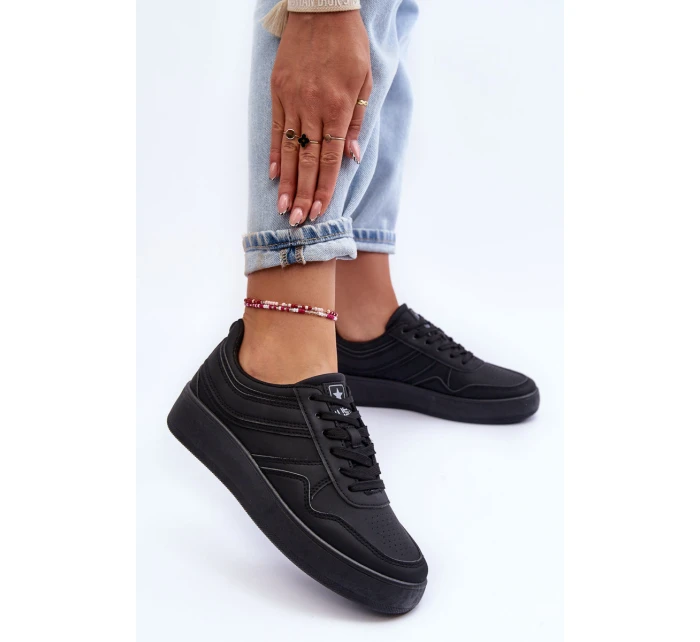 Buty Sportowe Damskie Na Platformie Czarne Pudina