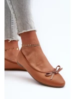 Balerínky z organickej kože s mašľou Camel Sandal