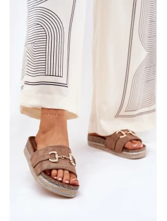 Dámské Sandály Na Platformě Se Zlatou Dekorací A Khaki model 21689908 - Boto