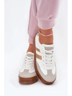 Sneakersy Damskie Na Platformie Z Eko Skóry Biało-Złote Elaraven