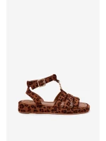 Sandały Damskie Na Platformie Ze Złotym Detalem Panterka Kartia