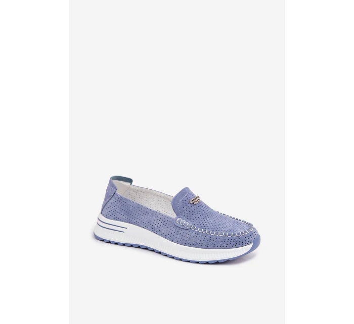 Dámské mokasíny z přírodního semiše modré model 22095022 - EVENTO
