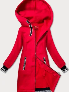 Tmavě červená dlouhá dámská rozepínací mikina model 21073842 - LHD