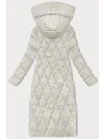 Dámska dlhá zimná bunda s kapucňou Libland ecru (7832)