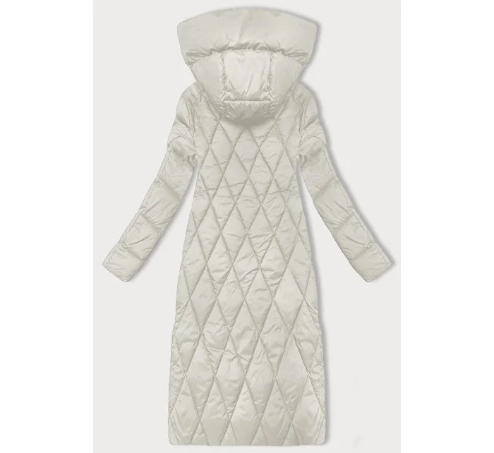 Dámska dlhá zimná bunda s kapucňou Libland ecru (7832)