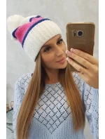 Dámska čiapka Kinga K297 biela+sivá+svetlo ružová