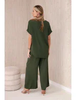 Súprava s náhrdelníkom blúzka + nohavice khaki