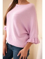 Dámský svetr typu model 21949260 s kulatým výstřihem jasně fialový - K-Fashion