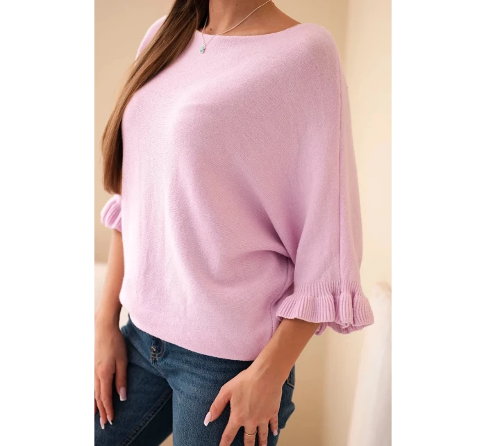 Dámský svetr typu model 21949260 s kulatým výstřihem jasně fialový - K-Fashion