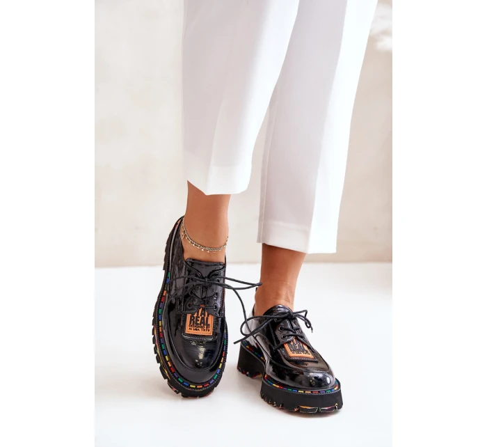 Lakierowane Półbuty Damskie Sznurowane Artiker 55C0499 Czarne Lakierowane Półbuty Damskie Sznurowane Artiker 55C0499 Czarne