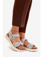 Materiałowe Sandały Damskie Na Platformie Beżowe Leriot Materiałowe Sandały Damskie Na Platformie Beżowe Leriot