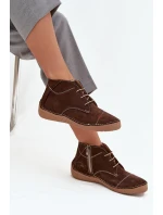 Skórzane Półbuty Damskie Z Przeszyciami Na Zamek Artiker 57C2117 Brązowe