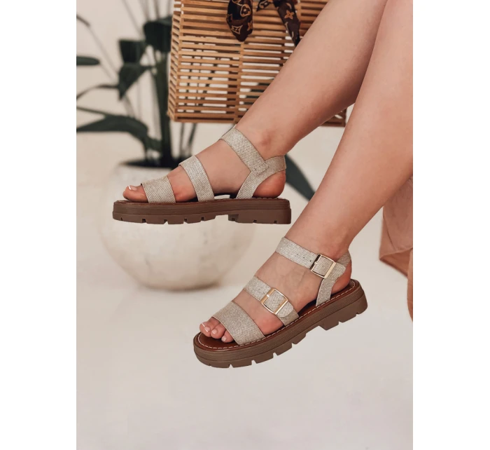 Dámske sandále s prackami SOLARIA beige FashionStreet ZY0888