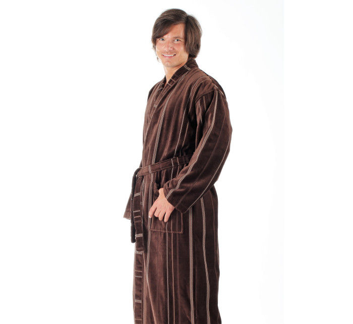 TERAMO 1223 Pánske bavlnené kimono Chocolate Brown - Vestis