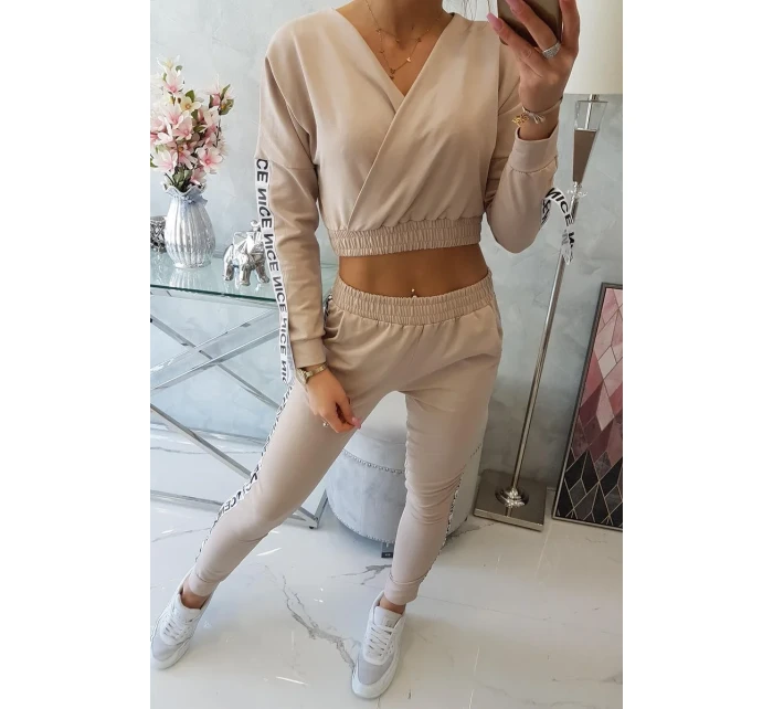 Súprava s ozdobnými stuhami béžová