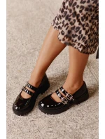 Dámské Lakované Polobotky S Pásky Černé model 21671078 - Boto