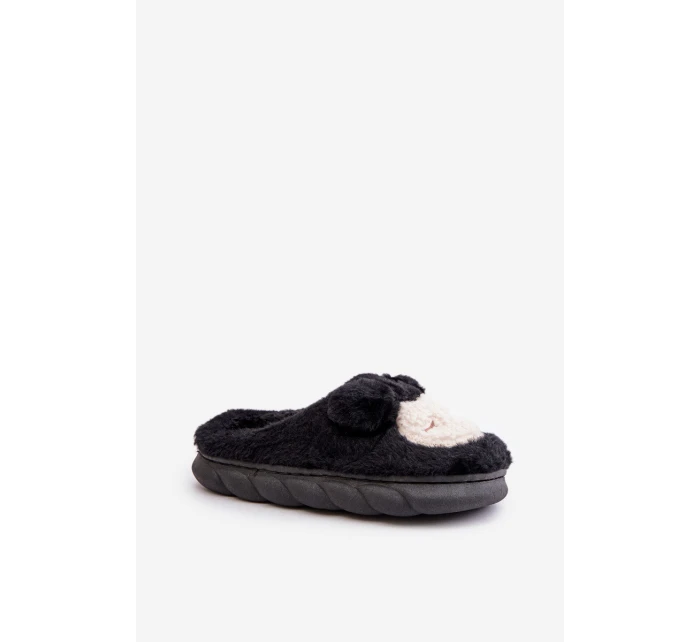 Ciepłe Futrzane Kapcie Damskie Czarne Jozelinetta