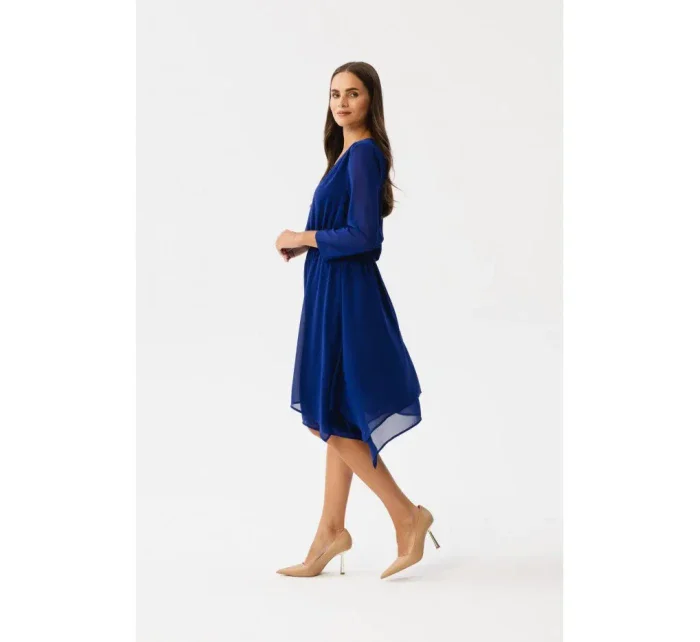 S354 Vrstvené šifónové šaty - kráľovská modrá S354 Vrstvené šifónové šaty - kráľovská modrá